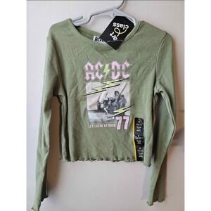 Girls' ACDC Long Sleeve Fitted‎ Graphic T-Shirt Art Class Green Size Small